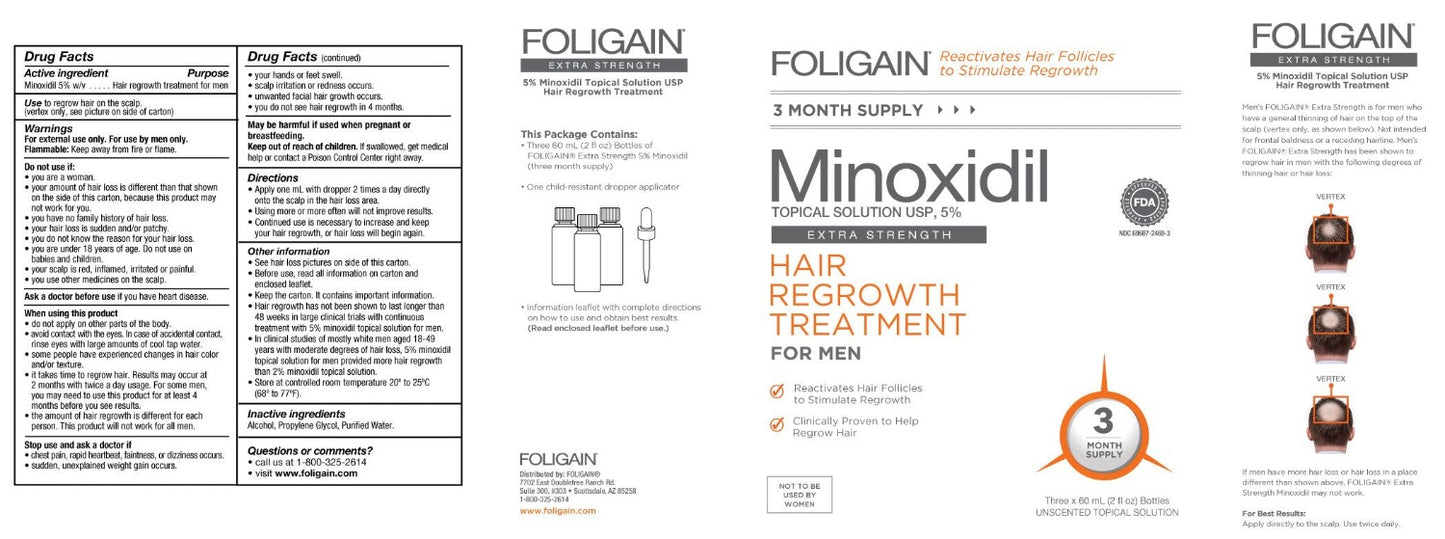 FOLIGAIN MINOXIDIL 5% HAIR TREATMENT For Men  6 - 12 Month Supply